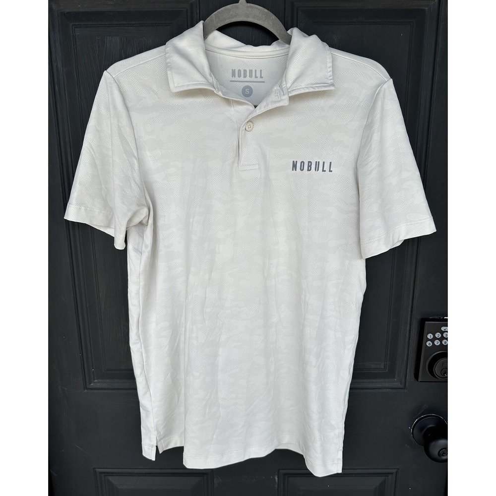 NOBULL Mens Polo Shirt Small Lightweight Textured‎ Camo White